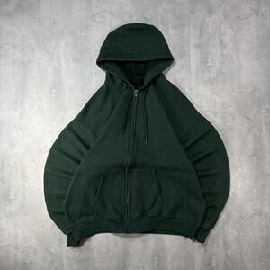 Vintage Forest Green Heavyweight Boxy Skater Blank Zip Up Hoodie